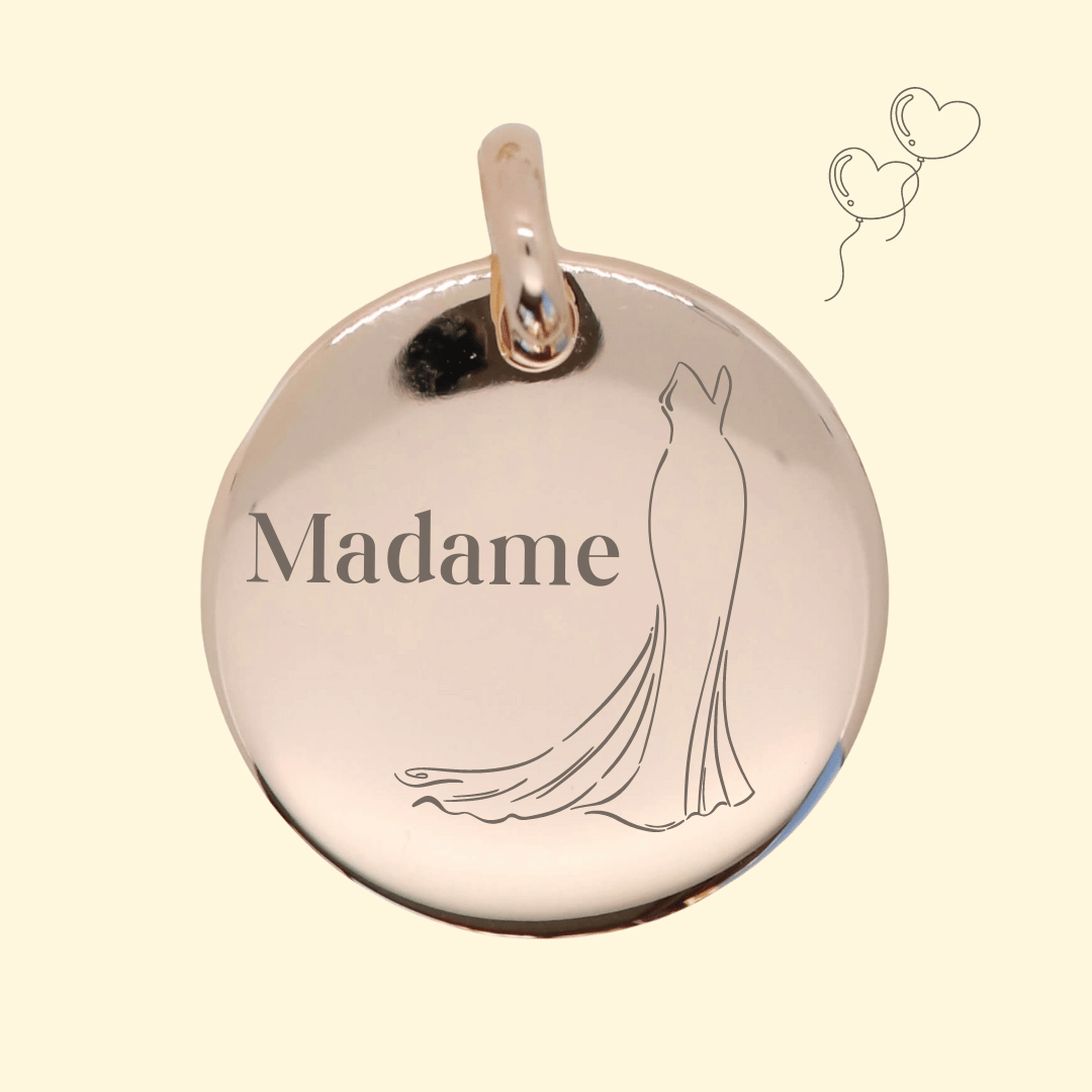 Pendentif personnalisé Rond Bombé - Madame