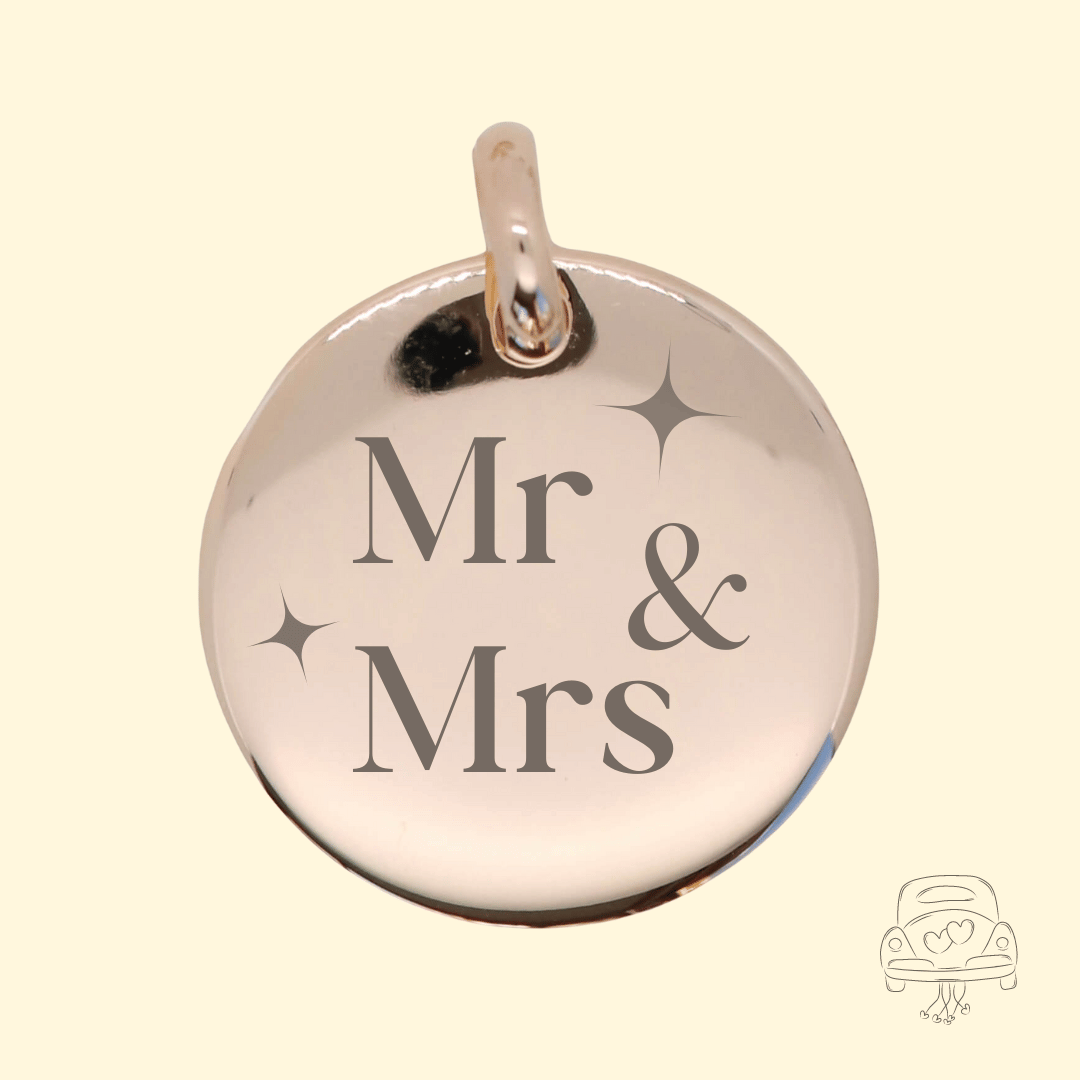 Pendentif personnalisé Rond Bombé - Monsieur et Madame