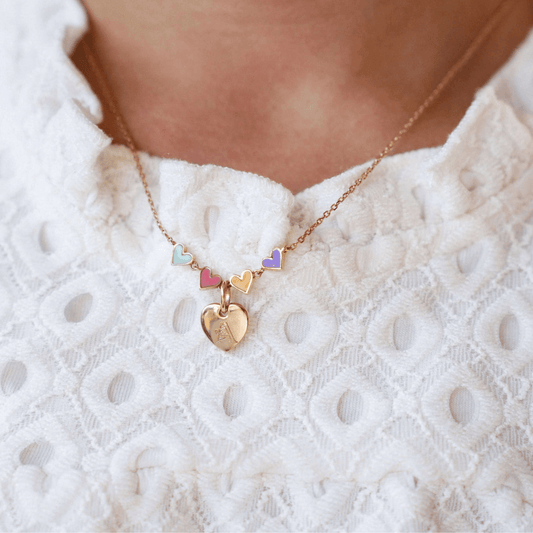 Collier enfant personnalisé Coeur Arc-en-Ciel émaillé