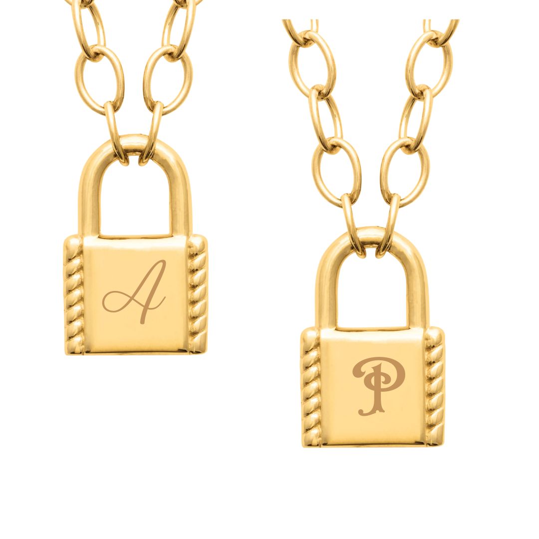 Personalized Padlock Necklace - Initials Collection