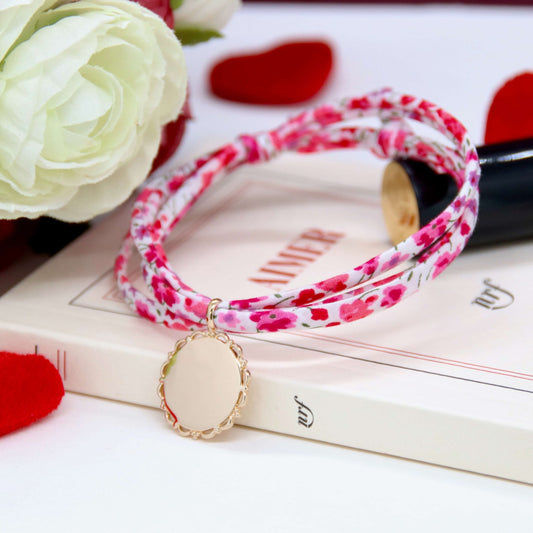 Bracelet Liberty personnalisé 3 tours et Médaille Angélique