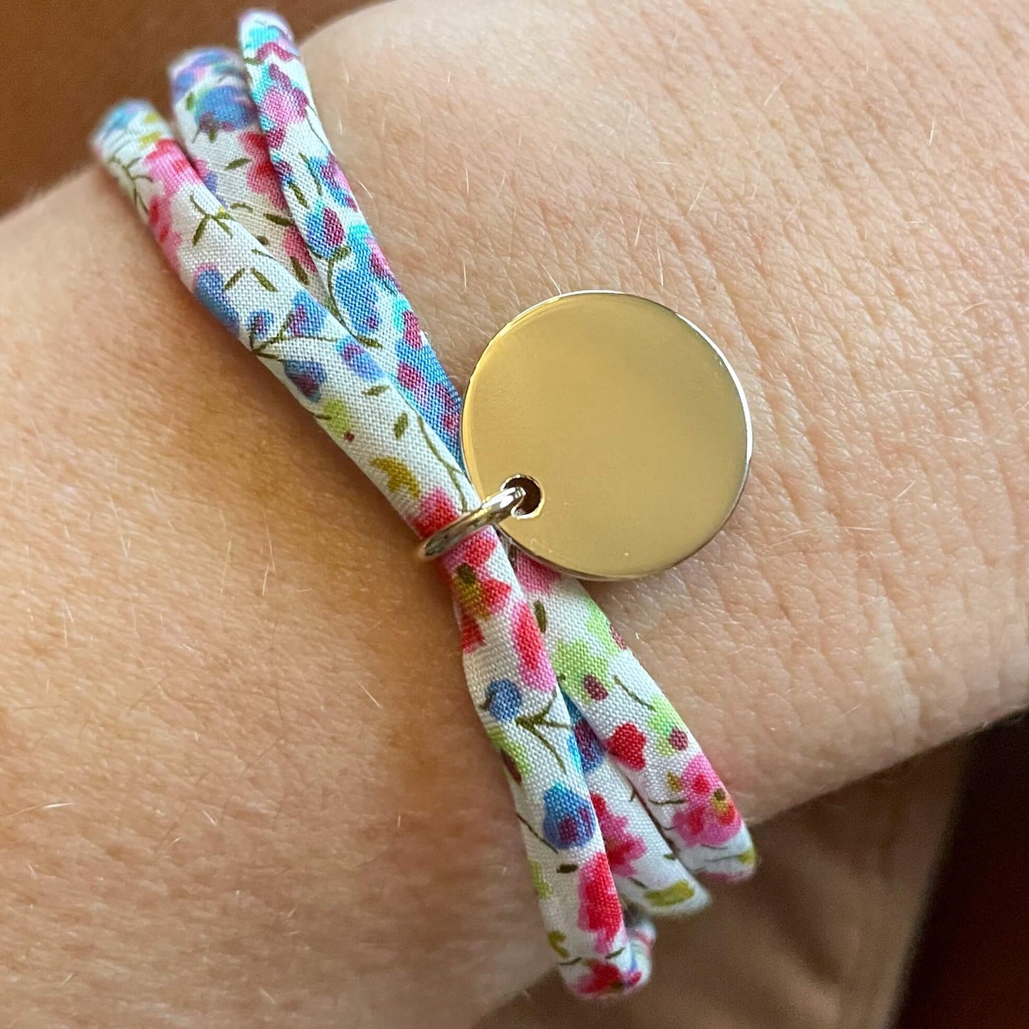 Bracelet Liberty personnalisé et médaille 15 mm