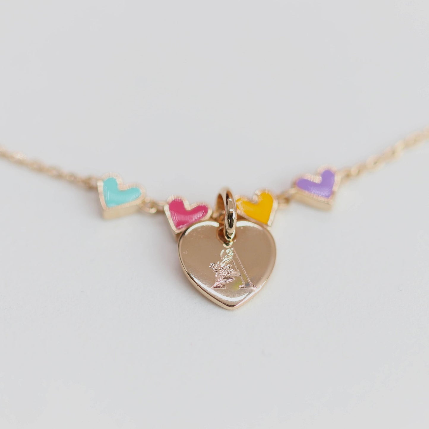 Bracelet enfant personnalisé Coeur Arc-en-Ciel émaillé