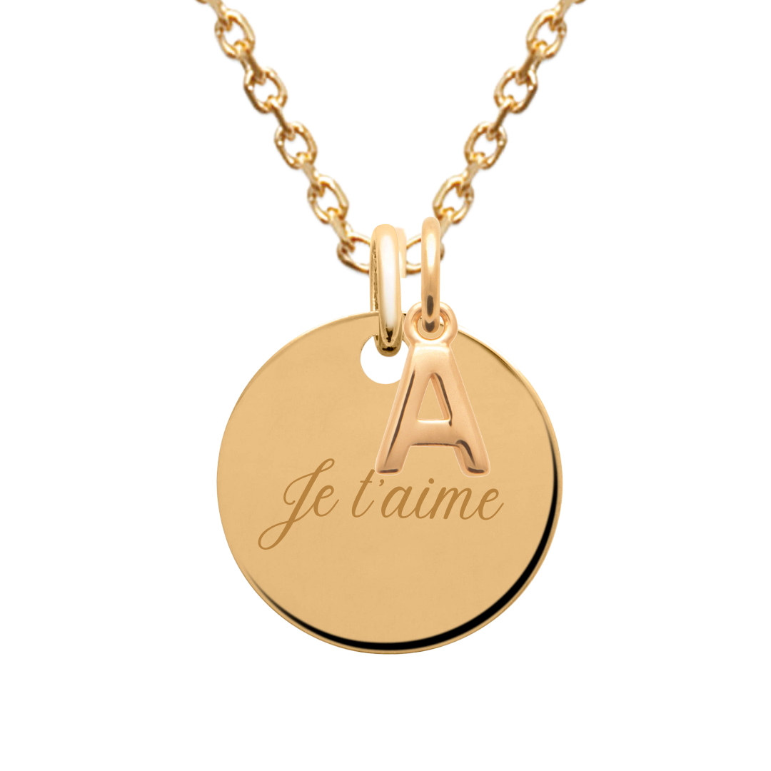 Collier personnalisé médaille et initiale