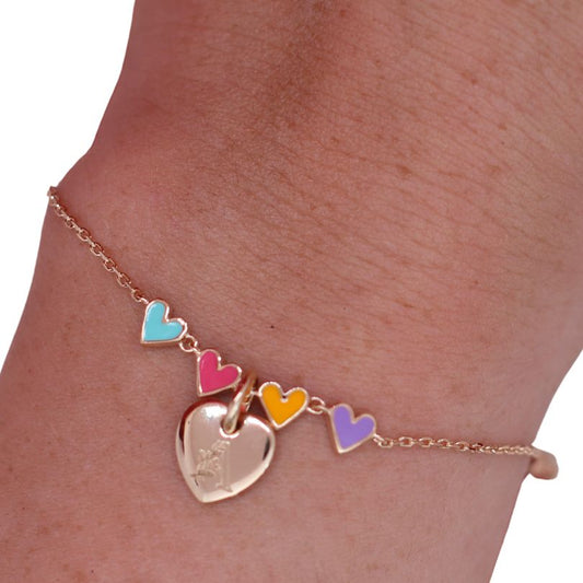 Bracelet enfant personnalisé Coeur Arc-en-Ciel émaillé