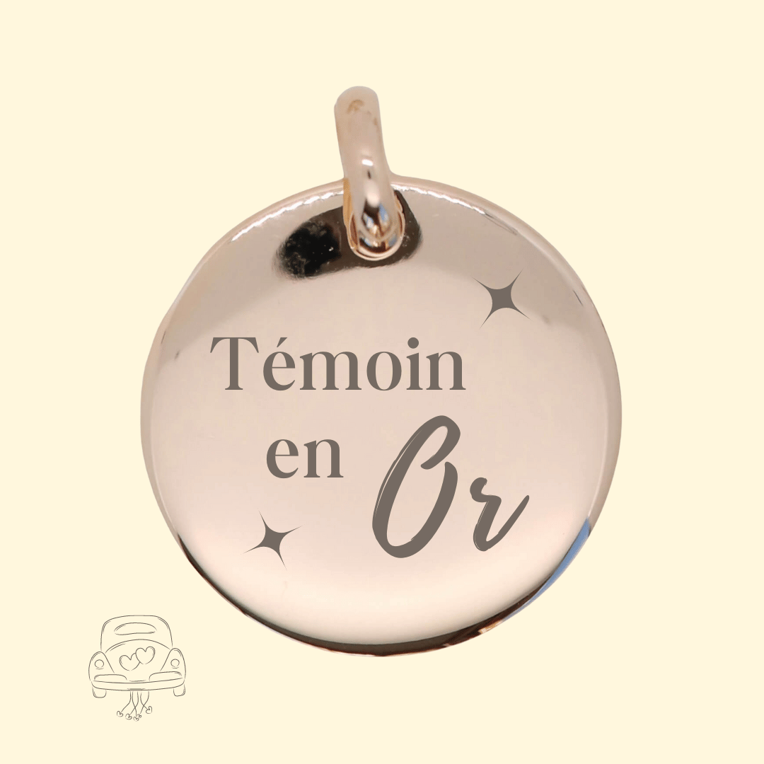 Pendentif personnalisé Rond Bombé - Témoin en Or