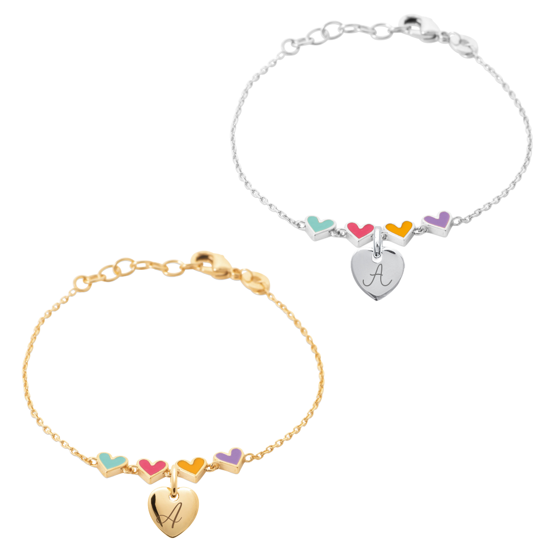 Bracelet enfant personnalisé Coeur Arc-en-Ciel émaillé