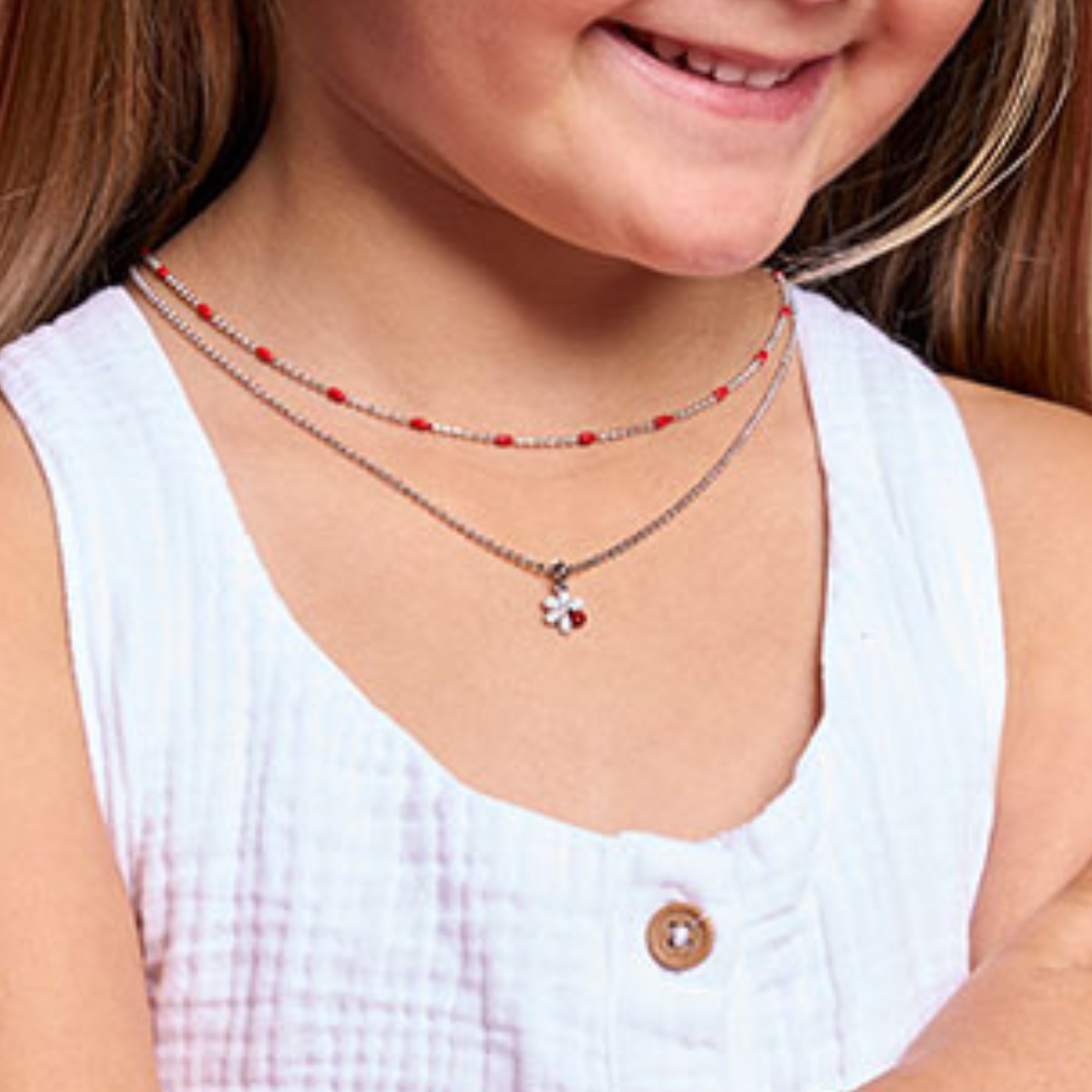 Personalized child's pendant Ladybug on flower