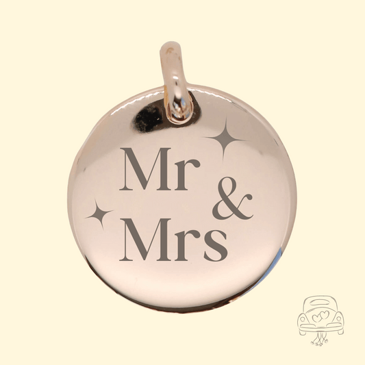 Personalized Round Domed Pendant - Mr and Mrs