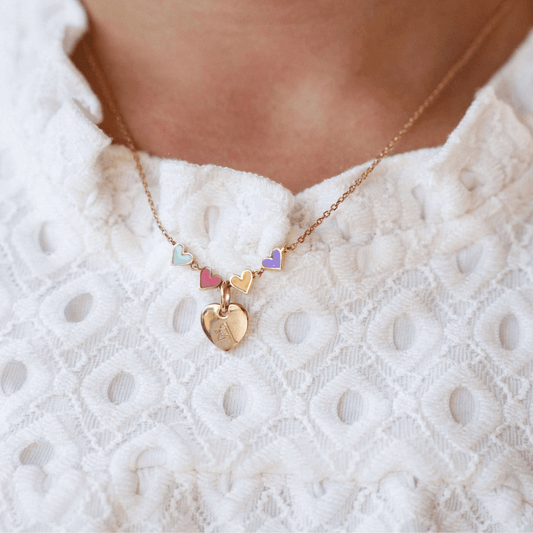 Collier enfant personnalisé Coeur Arc-en-Ciel émaillé