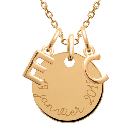 Collier personnalisé initiale plaqué or 18 carats