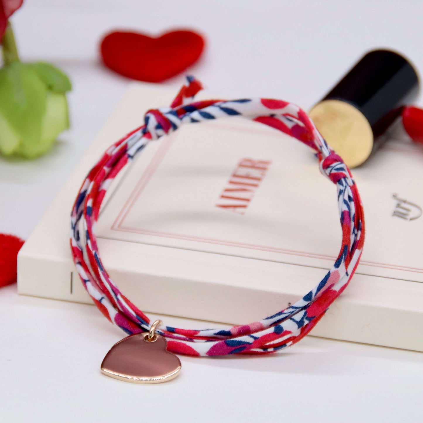 Bracelet Liberty personnalisé 3 tours et Coeur Plaqué Or