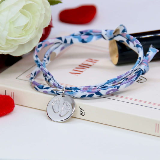 Personalized Liberty Bracelet 3 turns and Little Silver Feet