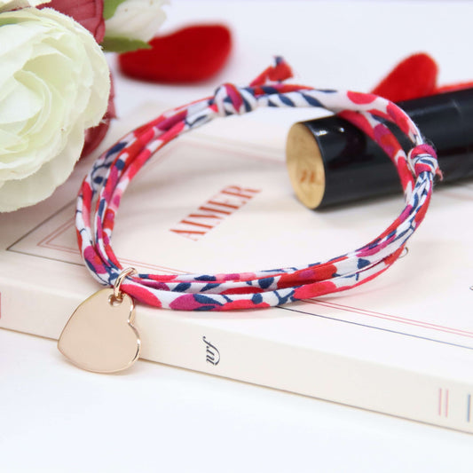 Personalized Liberty Bracelet 3 turns and Gold Plated Heart