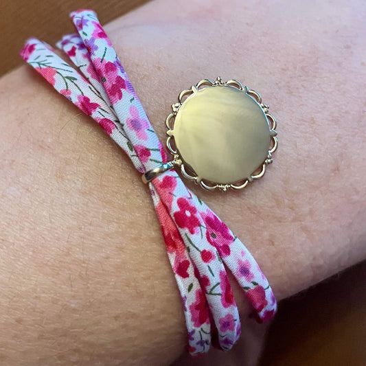 Personalized Liberty bracelet with 3 turns and Angelic Medal