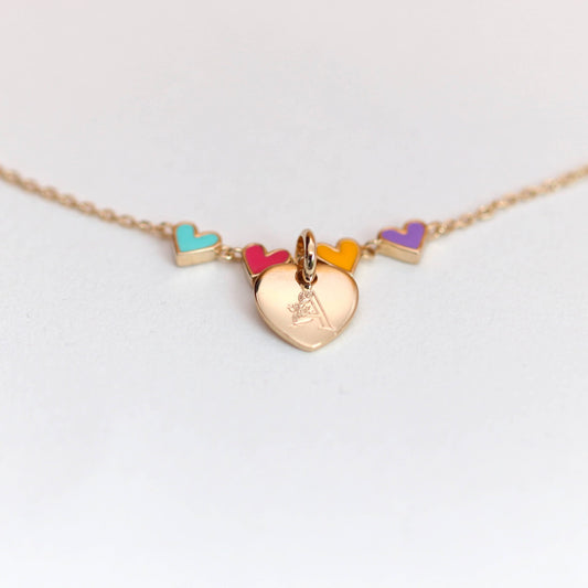 Collier enfant personnalisé Coeur Arc-en-Ciel émaillé