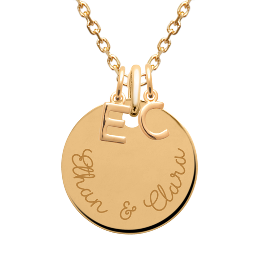 Personalized medal and initial necklace