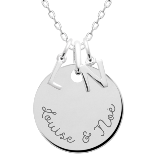 Personalized medal and initial necklace