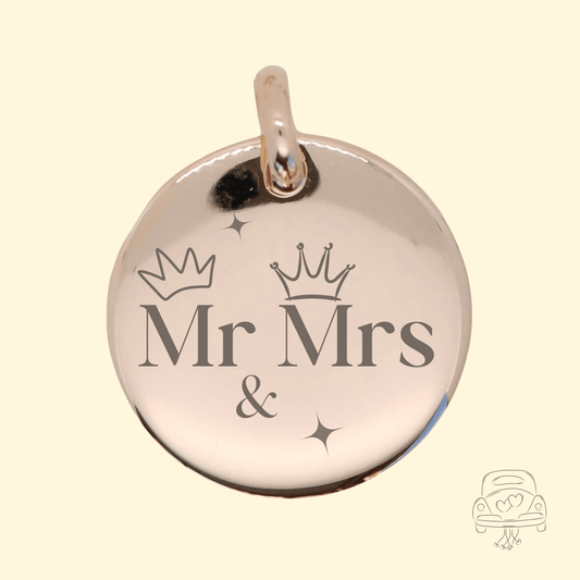 Personalized Round Domed Pendant - Mr &amp; Mrs