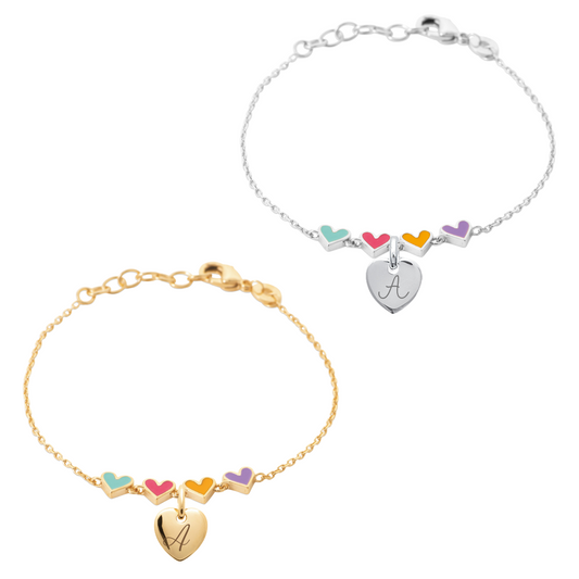 Bracelet enfant personnalisé Coeur Arc-en-Ciel émaillé